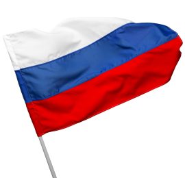 Russia flag waving on white background
